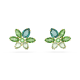 SWAROVSKI GEMA STUD EARRINGS, MIXED CUTS, FLOWER, GREEN, GOLD-TONE PLATED 5658400