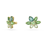 SWAROVSKI GEMA STUD EARRINGS, MIXED CUTS, FLOWER, GREEN, GOLD-TONE PLATED 5658400