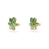 SWAROVSKI GEMA STUD EARRINGS, MIXED CUTS, FLOWER, GREEN, GOLD-TONE PLATED 5658400