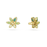 SWAROVSKI GEMA STUD EARRINGS, MIXED CUTS, FLOWER, GREEN, GOLD-TONE PLATED 5658400