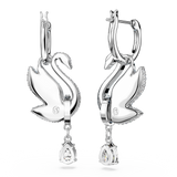SWAROVSKI SWAROVSKI ICONIC SWAN DROP EARRINGS, SWAN, BLUE, RHODIUM PLATED 5660593