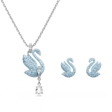 SWAROVSKI SWAROVSKI ICONIC SWAN SET, SWAN, BLUE, RHODIUM PLATED 5660597