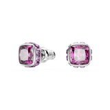 Swarovski Birthstone stud earrings, Square cut, February, Purple, Rhodium plated 5660797