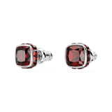 Swarovski Birthstone stud earrings, Square cut, January, Red, Rhodium plated 5660798
