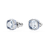 Swarovski Birthstone stud earrings, Square cut, March, Blue, Rhodium plated 5660800