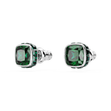 Swarovski Birthstone stud earrings, Square cut, May, Green, Rhodium plated 5660801