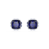 Swarovski Birthstone stud earrings, Square cut, September, Blue, Rhodium plated 5660803