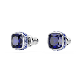 Swarovski Birthstone stud earrings, Square cut, September, Blue, Rhodium plated 5660803