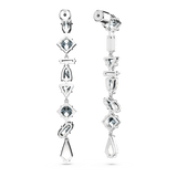 Swarovski Mesmera drop earrings, Asymmetrical design, Mixed cuts, Long, White, Rhodium plated 5661687