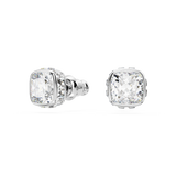 Swarovski Birthstone stud earrings, Square cut, April, White, Rhodium plated 5661957