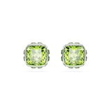 Swarovski Birthstone stud earrings, Square cut, August, Green, Rhodium plated 5661958