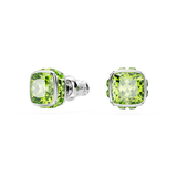 Swarovski Birthstone stud earrings, Square cut, August, Green, Rhodium plated 5661958