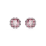 Swarovski Birthstone stud earrings, Square cut, October, Pink, Rhodium plated 5661960