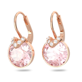 SWAROVSKI BELLA V DROP EARRINGS, ROUND CUT, PINK, ROSE GOLD-TONE PLATED 5662114