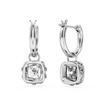 SWAROVSKI STILLA DROP EARRINGS, SQUARE CUT, WHITE, RHODIUM PLATED 5662919