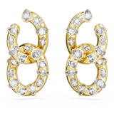 SWAROVSKI DEXTERA HOOP EARRINGS, MIXED CUTS, INTERLOCKING LOOP, WHITE, GOLD-TONE PLATED 5663263