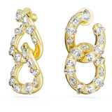 SWAROVSKI DEXTERA HOOP EARRINGS, MIXED CUTS, INTERLOCKING LOOP, WHITE, GOLD-TONE PLATED 5663263