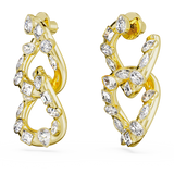 SWAROVSKI DEXTERA HOOP EARRINGS, MIXED CUTS, INTERLOCKING LOOP, WHITE, GOLD-TONE PLATED 5663263