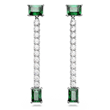 SWAROVSKI MATRIX DROP EARRINGS, MIXED CUTS, GREEN, RHODIUM PLATED 5665786