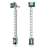 SWAROVSKI MATRIX DROP EARRINGS, MIXED CUTS, GREEN, RHODIUM PLATED 5665786