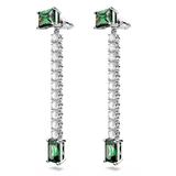 SWAROVSKI MATRIX DROP EARRINGS, MIXED CUTS, GREEN, RHODIUM PLATED 5665786