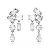 Swarovski Mesmera drop earrings, Mixed cuts, White, Rhodium plated 5665825
