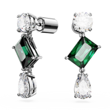Swarovski Mesmera drop earrings, Mixed cuts, Green, Rhodium plated 5665878