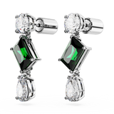 Swarovski Mesmera drop earrings, Mixed cuts, Green, Rhodium plated 5665878