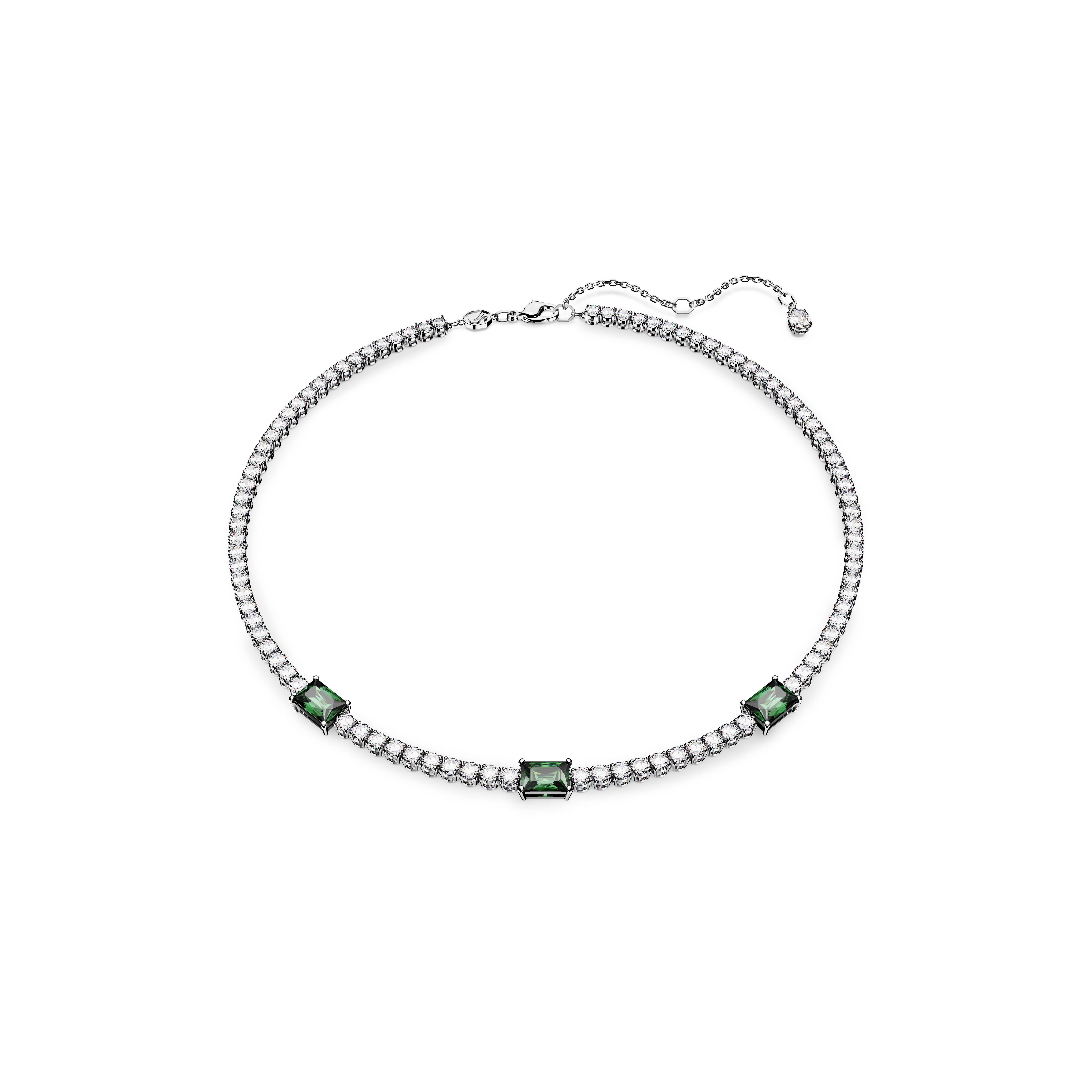 ★SWAROVSKI★ Matrix Tennis Green Rhodium Necklace 5666168 Matrix Tennis necklace, Mixed cuts, Green, Rhodium plated