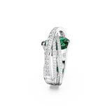 SWAROVSKI HYPERBOLA COCKTAIL RING, CARBON NEUTRAL ZIRCONIA, MIXED CUTS, FOUR BANDS, GREEN, RHODIUM PLATED