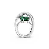 SWAROVSKI HYPERBOLA COCKTAIL RING, CARBON NEUTRAL ZIRCONIA, MIXED CUTS, FOUR BANDS, GREEN, RHODIUM PLATED