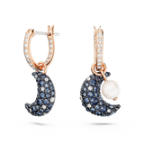 SWAROVSKI LUNA DROP EARRINGS, ASYMMETRICAL DESIGN, MOON, MULTICOLORED, ROSE GOLD-TONE PLATED 5671569