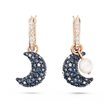 SWAROVSKI LUNA DROP EARRINGS, ASYMMETRICAL DESIGN, MOON, MULTICOLORED, ROSE GOLD-TONE PLATED 5671569