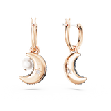 SWAROVSKI LUNA DROP EARRINGS, ASYMMETRICAL DESIGN, MOON, MULTICOLORED, ROSE GOLD-TONE PLATED 5671569