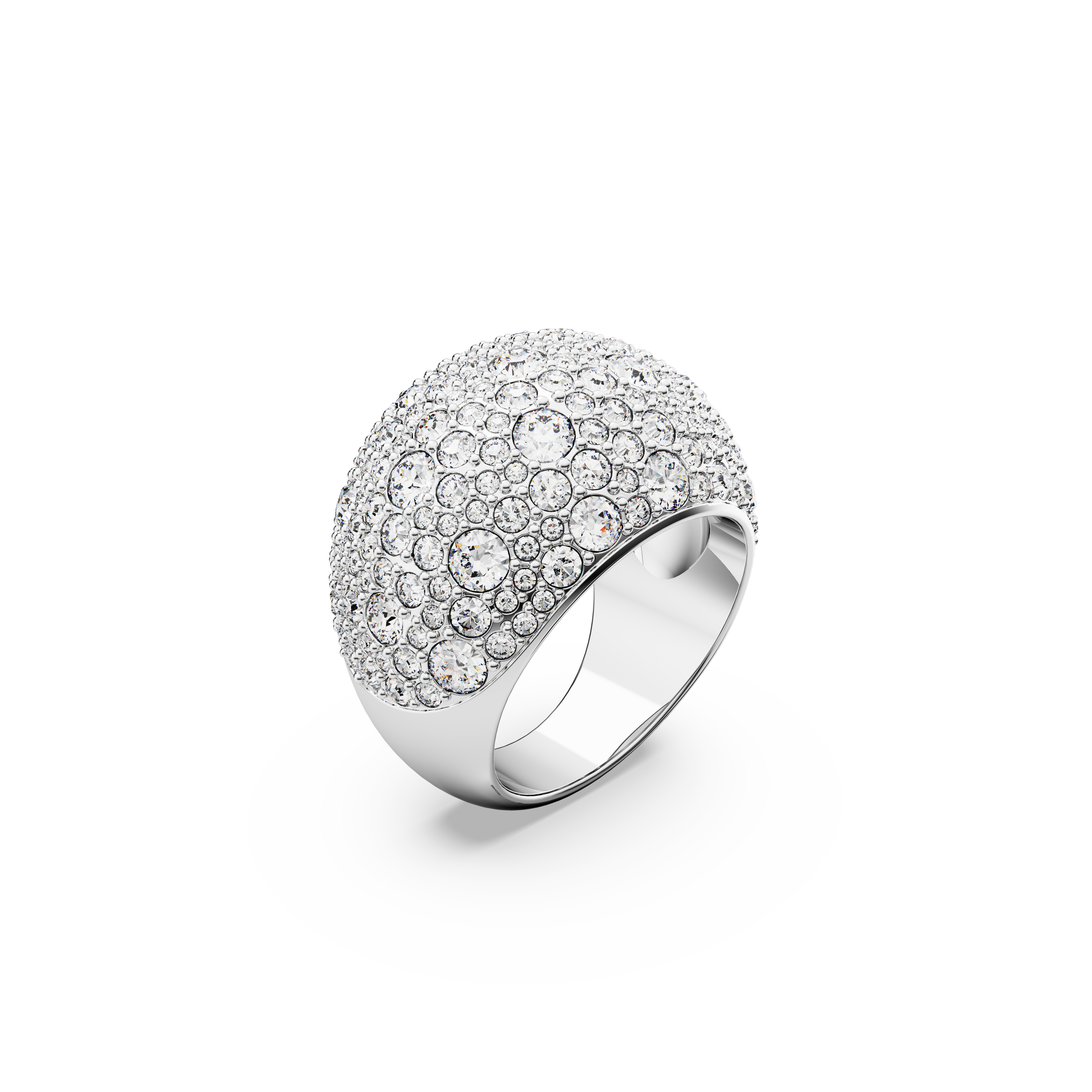 Swarovski Luna cocktail ring, Moon, White, Rhodium plated