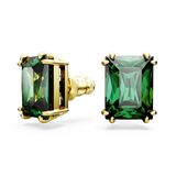 SWAROVSKI MATRIX STUD EARRINGS, RECTANGULAR CUT, GREEN, GOLD-TONE PLATED 5677142