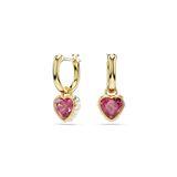 Swarovski Chroma drop earrings, Heart, Red, Gold-tone plated 5684760