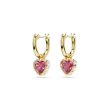 Swarovski Chroma drop earrings, Heart, Red, Gold-tone plated 5684760