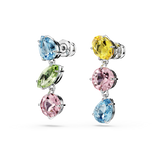 Swarovski Gema drop earrings, Asymmetrical design, Mixed cuts, Multicolored, Rhodium plated 5692406