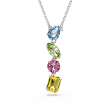 Swarovski Gema Y pendant, Mixed cuts, Multicolored, Rhodium plated 5692421