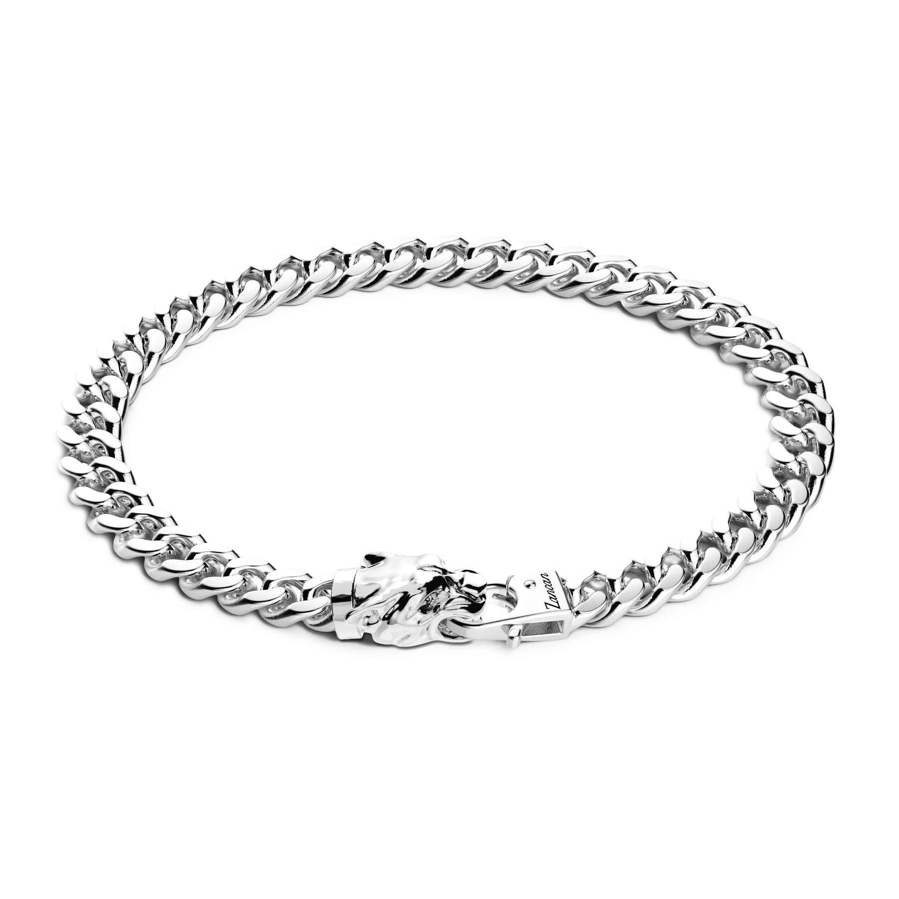 Silver Curb Chain Bracelet with Panther Head Closure – Finch