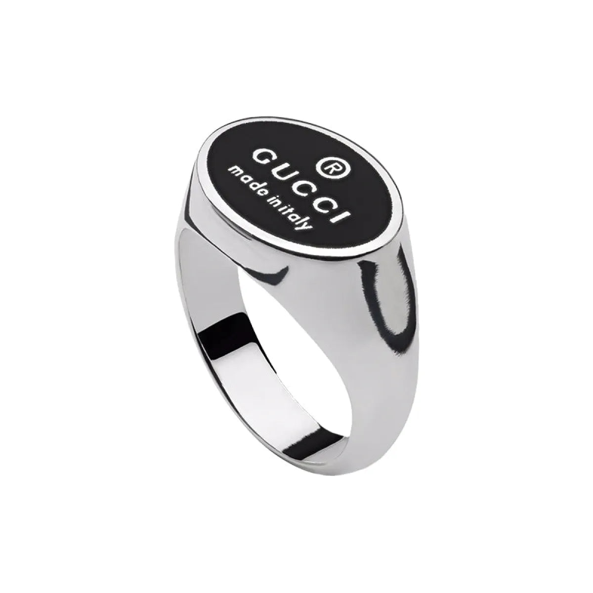 GUCCI TRADEMARK RING 12MM SILVER&BLACK ENAMEL – Finch Centre Jewellers