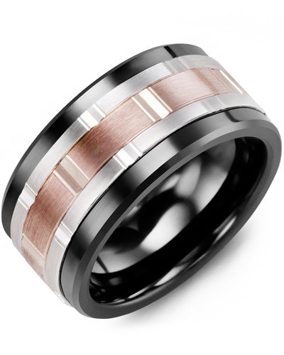 MADANI MEN'S WIDE VERTICAL DIAMOND CUT WEDDING BAND MJC110CM
