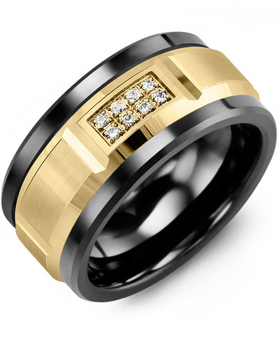 MADANI MEN'S WIDE BEVELED DIAMOND WEDDING RING MKS110CY-8R MKS110CY-8R