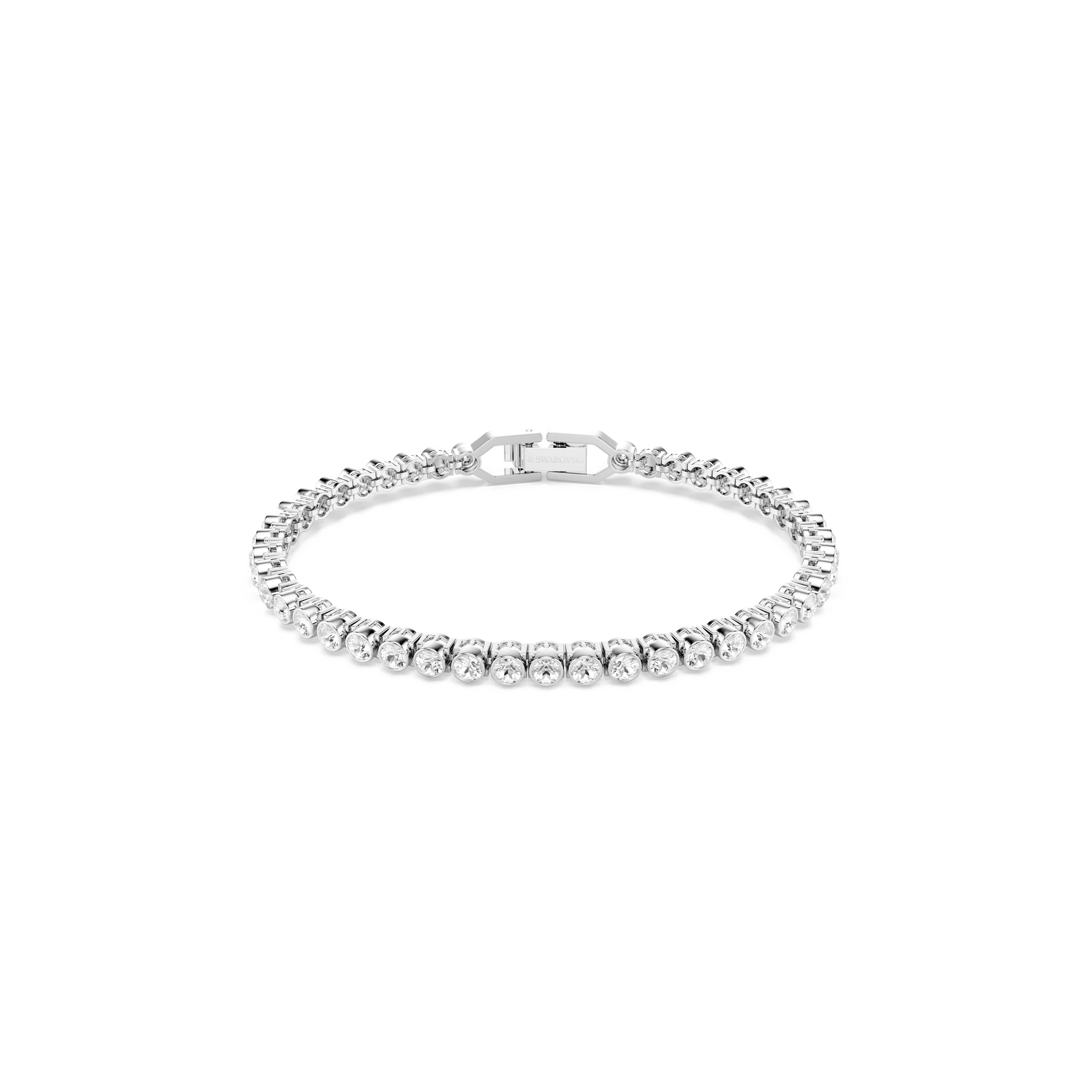 Swarovski Imber Emily Tennis bracelet, Round cut, White, Rhodium plated ...