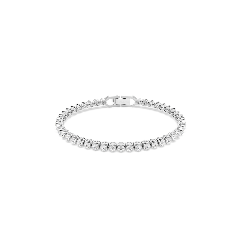Swarovski Imber Emily Tennis bracelet, Round cut, White, Rhodium plated ...