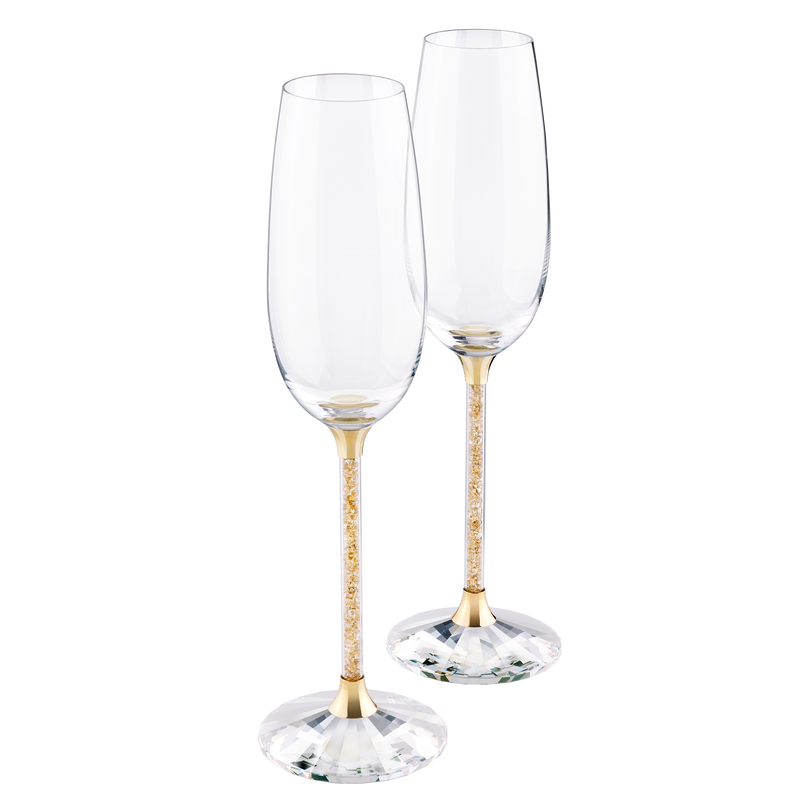 SWAROVSKI CRYSTALLINE TOASTING FLUTES , GOLD TONE (SET OF 2) 5102143