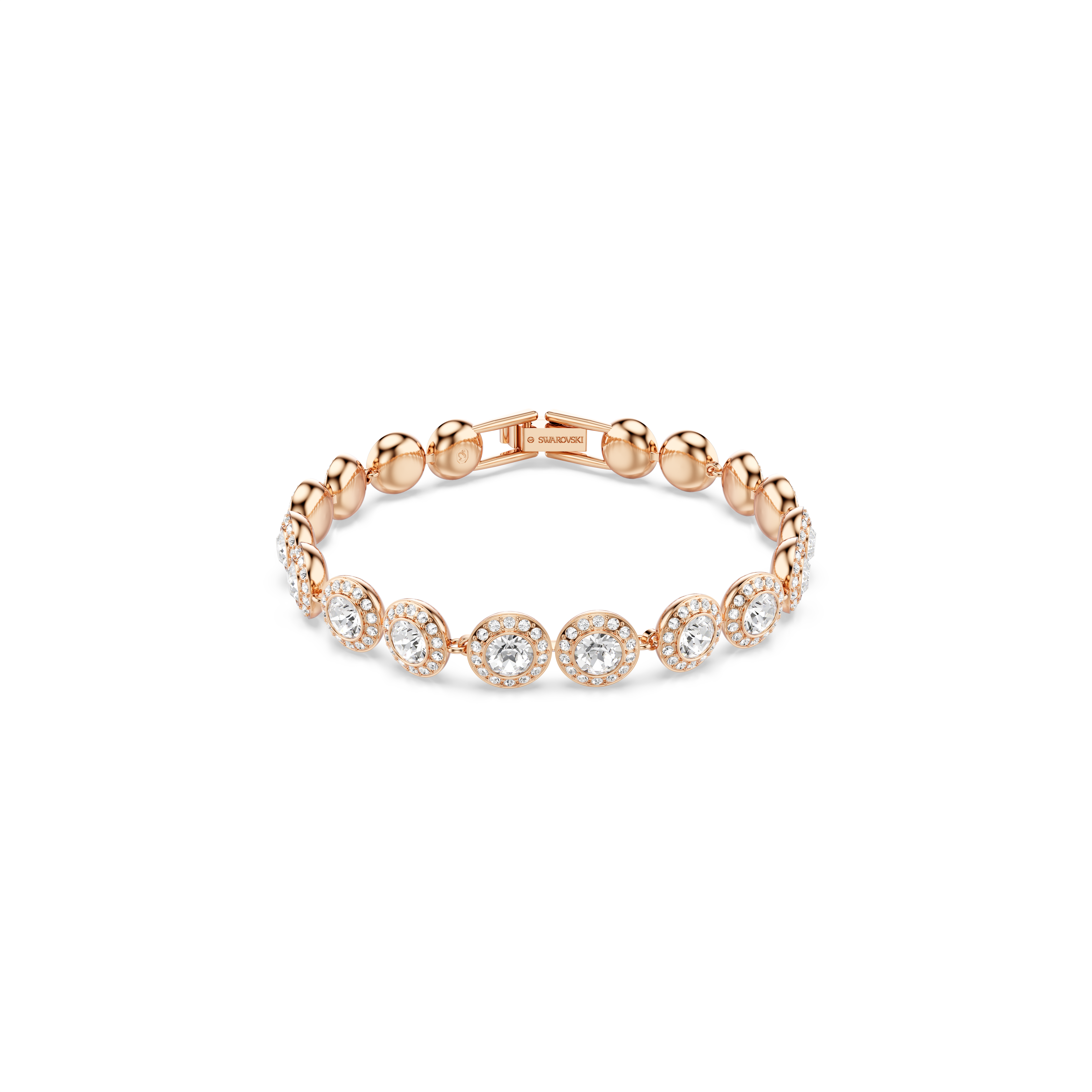 Swarovski Una Angelic bracelet, Round cut, Pavé, Medium, White, Rose ...