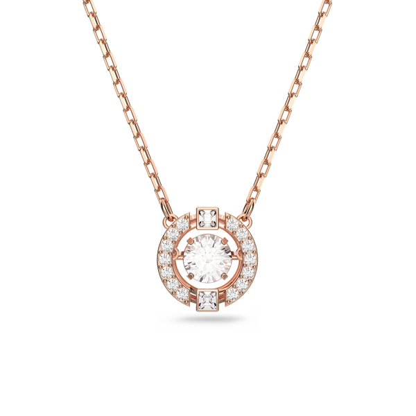 SWAROVSKI SWAROVSKI SPARKLING DANCE NECKLACE, ROUND CUT, WHITE, ROSE GOLD-TONE PLATED 5272364