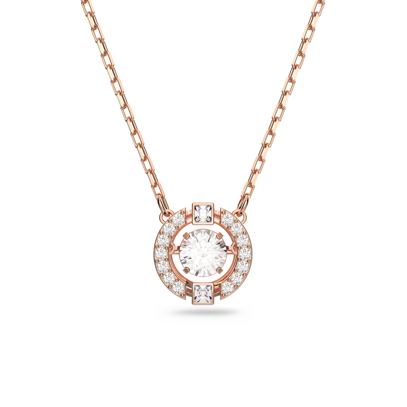 SWAROVSKI SWAROVSKI SPARKLING DANCE NECKLACE, ROUND CUT, WHITE, ROSE GOLD-TONE PLATED 5272364